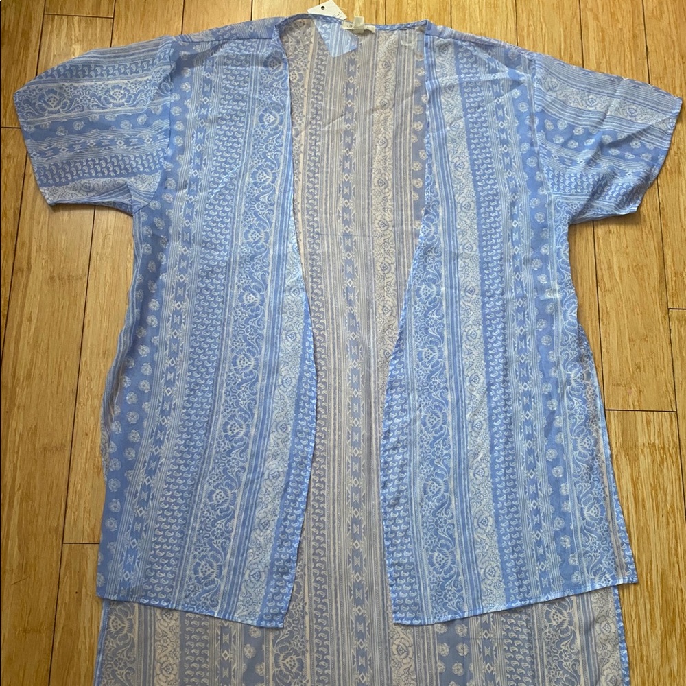 Blue With White Tribal Pattern Kimono